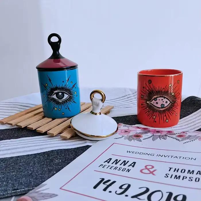 Bougie d'aromathérapie faite à la main avec couverture à la main, décoration de la maison, grand yeux, ciel étoilé, table de rangement 347, figurines