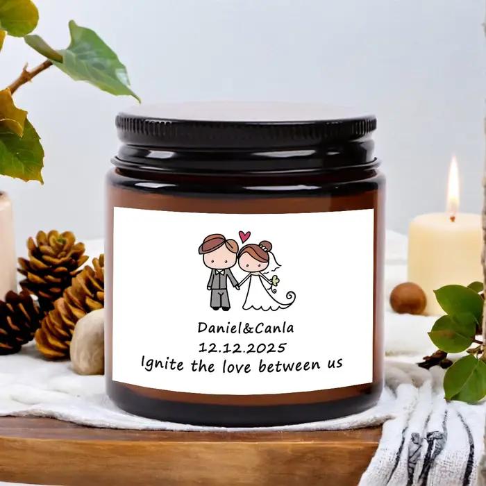 3, 5 onces / 70g Souvenir de mariage personnalisé Bougies parfumées personnalisées - un excellent cadeau pour les fêtes