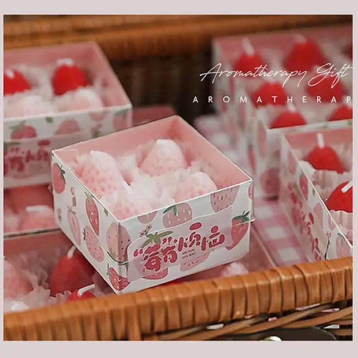 Boîte cadeau de 4/6/9 bougies parfumées en forme de fraise