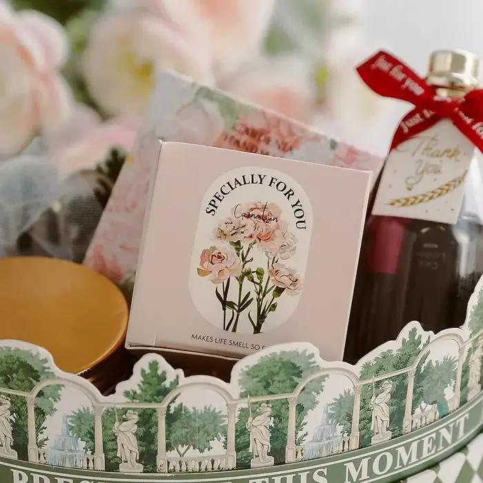 Bougie d'œillet parfumée faite à la main, bougie d'avertissement de soja d'aromathérapie, mariage, anniversaire, ci-après les accessoires photo de décoration de la maison de fête