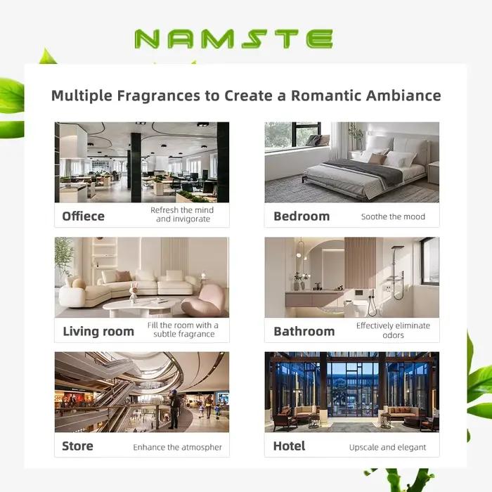 Diffuseur d'arome Namste pour diffusion d'huiles essentielles neroi helichrysum copaiba turcuma menthe verte et star heritages nouveau blanc bleu ciel bleu marine burgundy brun chocolat clair gris foncé jaune lavande orange rose occasions speciales a offrir