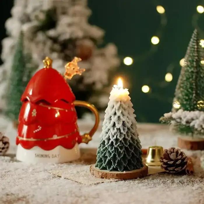 Bougies d'arbre de Noël sculptées à la main parfumées à l'aromathérapie pour la décoration de la maison et les occasions spéciales
