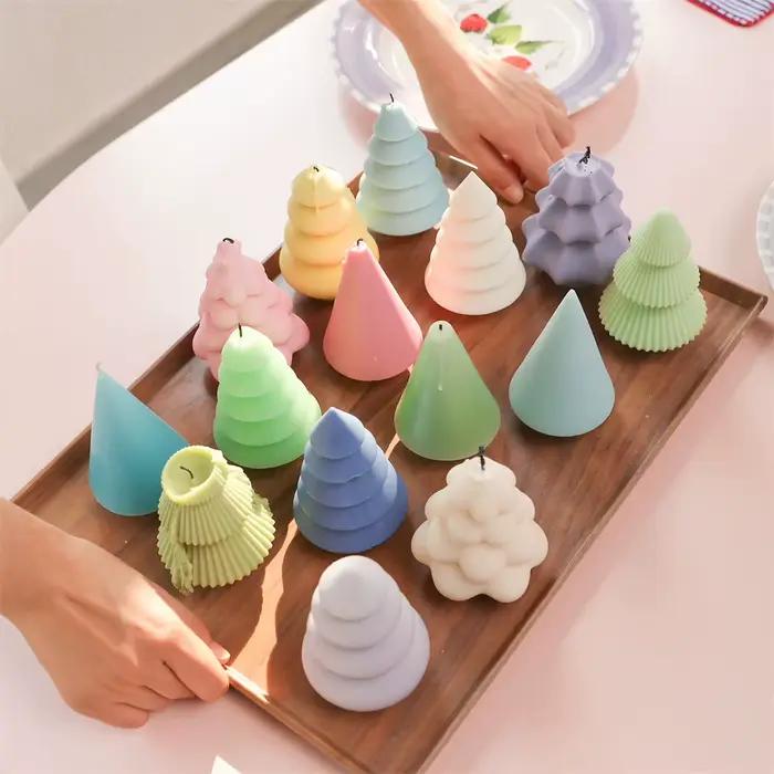 Moules à bougies sapin de Noël pour bricolage, décoration d'intérieur, plâtre exécutif parfumé, moule en silicone durable, six tailles disponibles, non adhérent, facile à libérer, pour occasions spéciales et cadeaux personnalisés