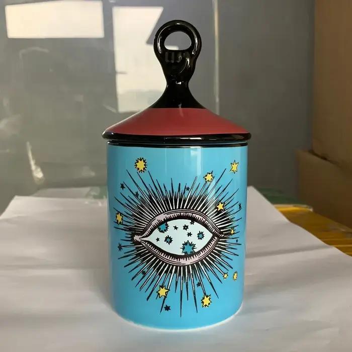 Bougie d'aromathérapie faite à la main avec couverture à la main, décoration de la maison, grand yeux, ciel étoilé, table de rangement 347, figurines
