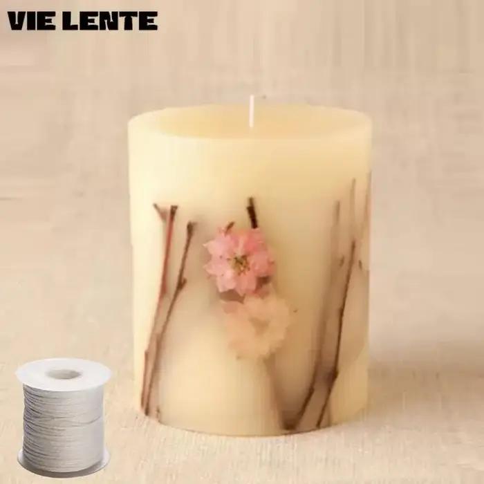 1 rouleau de mèche de bougie blanche en coton tissé