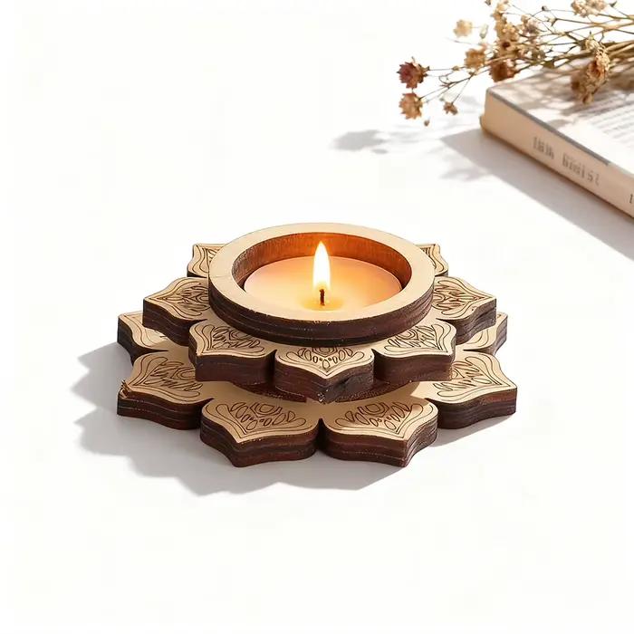 Bougeoir en bois fleur de Lotus, Base d'aromathérapie, diffuseur d'huile essentielle, présentoir en cristal, méditation Zen, décoration d'intérieur, cadeau