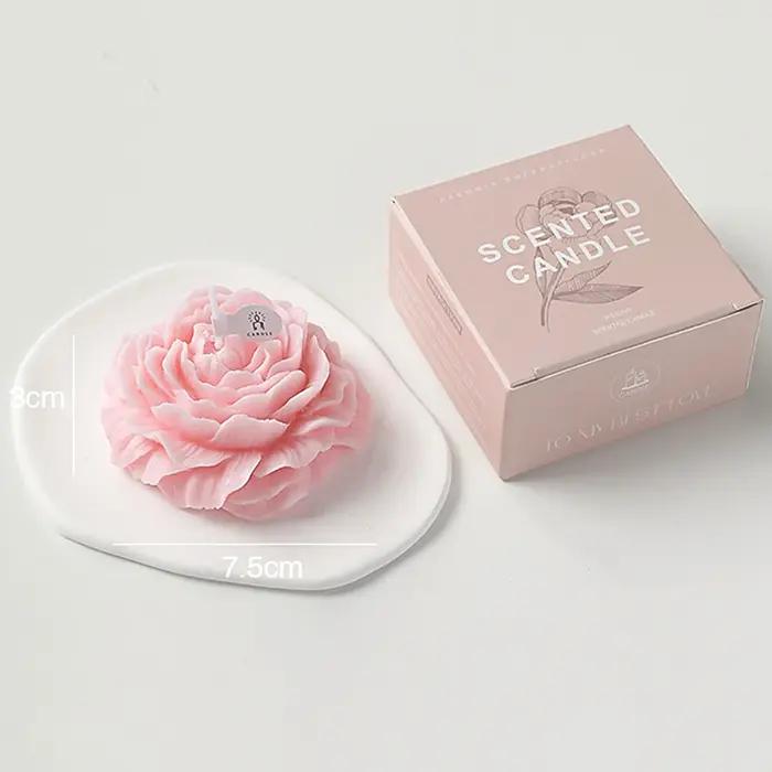 Bougie aromatique pivoine 3D créative en forme de fleur