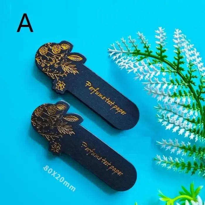 Bandes de test de parfum noires et dorées à motif floral, 100 pièces, haute absorption, sans résidus, pour la détection des senteurs, cadeau pour les amateurs de parfums