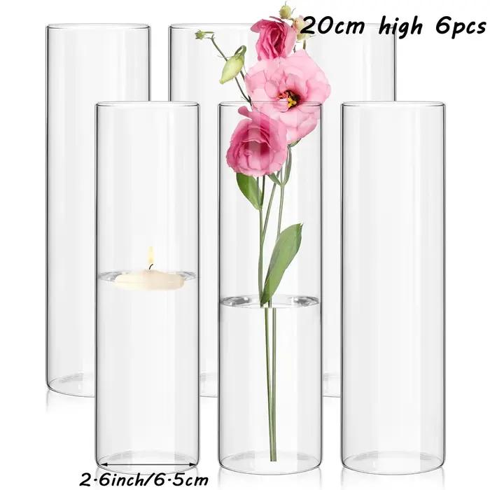 Vases à Fleurs Transparents à Intervalles en Verre de 4/6/8 Pouces de Haut, Porte-Bougie Flottant pour Centre de Table, Décoration de Mariage et de Maison