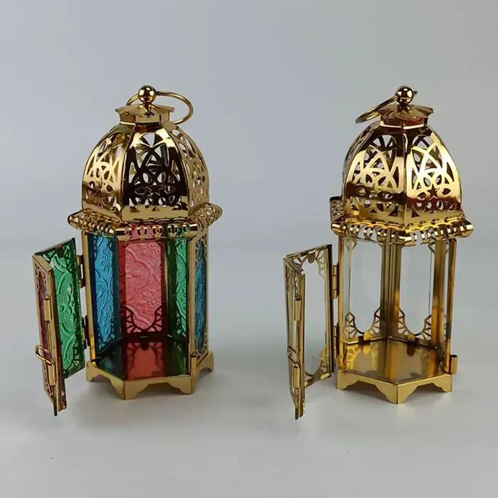 Lanterne suspendue vintage en métal avec style château européen doré pour décoration de mariage et maison romantique