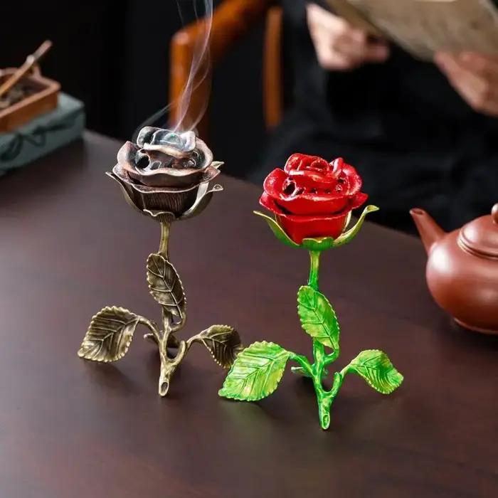 1 brûleur d'encens parfumé à la rose - Article décoratif Feng Shui