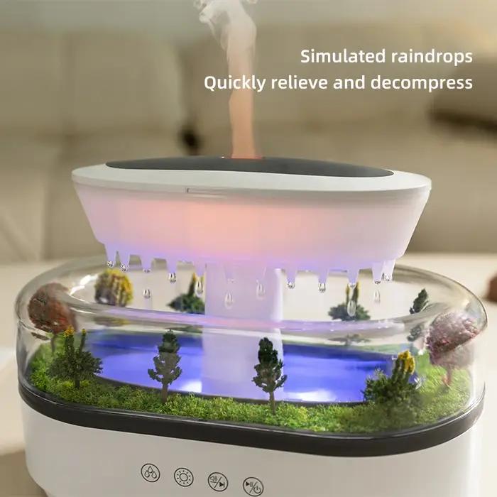 Humidificateur d'arôme goutte de pluie humidificateur d'air lumière colorée bruit blanc diffuseur d'