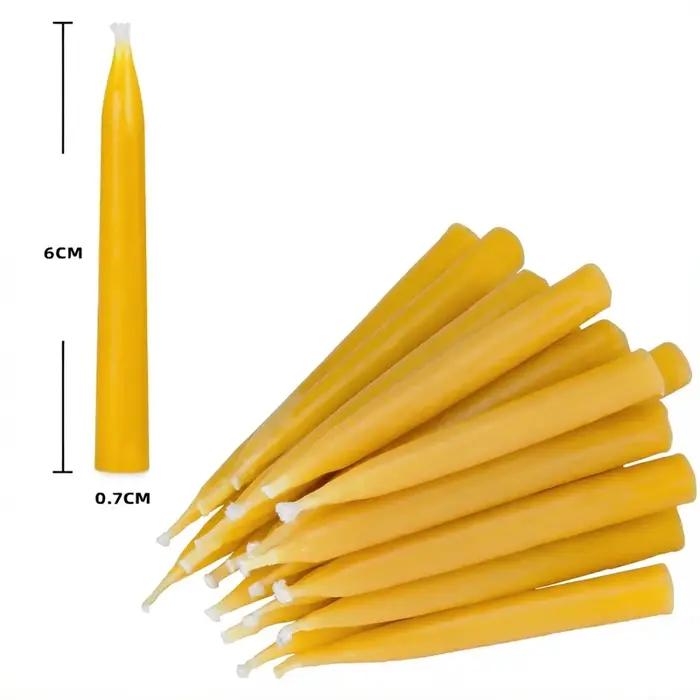 Bougie en cire d'abeille conique pour méditation relaxation et yoga 6cm haute sans fumée ni déchirures durée 20 minutes matériaux naturels qualité supérieure chambre de combustion tranquille et bien-être