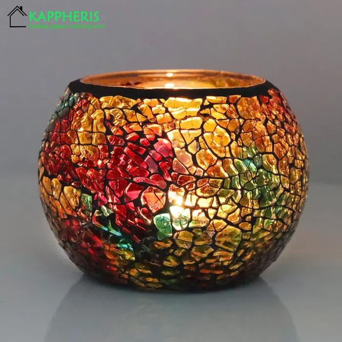 Bocaux Africains Arc-en-Ciel en Mosaïque de Verre Support de Thé Décoration Maison Occasions Spéciales Exotisme Charme Artisanal