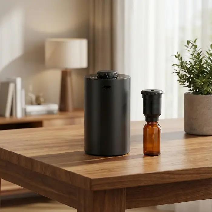 Diffusateur d'aromathérapie sans eau et sans fil à piles avec synchronisation et diffuseur de voiture à trois niveaux de brume pour maison, bureau et voiture occasions spéciales bien-être