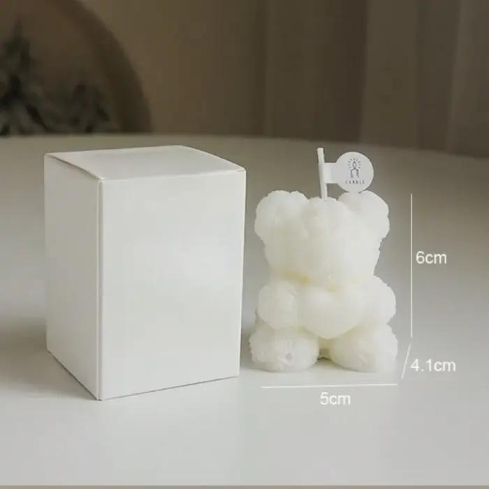 Bougie parfumée en cire de soja en forme d'ours en peluche rose