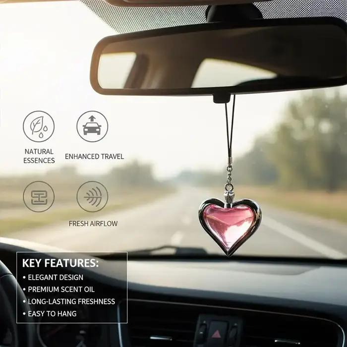 Diffuseur d'aromathérapie en forme de cœur pour voiture, pendentif décoratif à suspendre au rétroviseur, ornement parfumé aux huiles essentielles, cadeau pour la maison et le bureau, avec cordon réglable, disponible en plusieurs couleurs