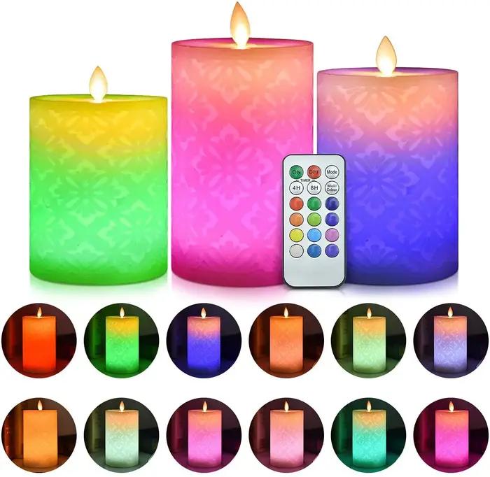3/1 pièces bougies Led en cire véritable avec télécommande Led