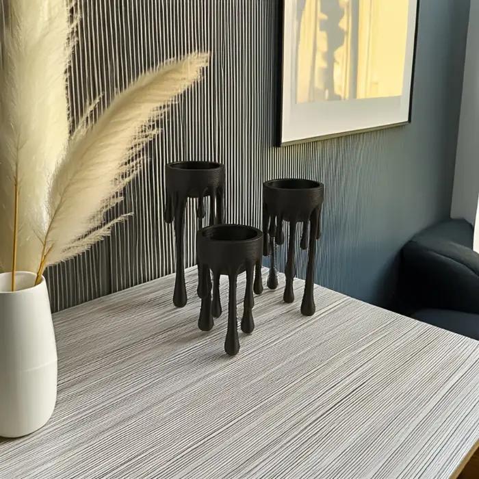 Ensemble de 3 porte-bougies créatifs effet cire fondante