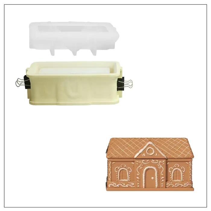 Pot de bougie de Noël en pain d'épice doux, moule en Silicone, bricolage fait à la main en béton, moule de récipient de bougie en jésmonite pour décoration de maison et cadeaux d'occasions spéciales