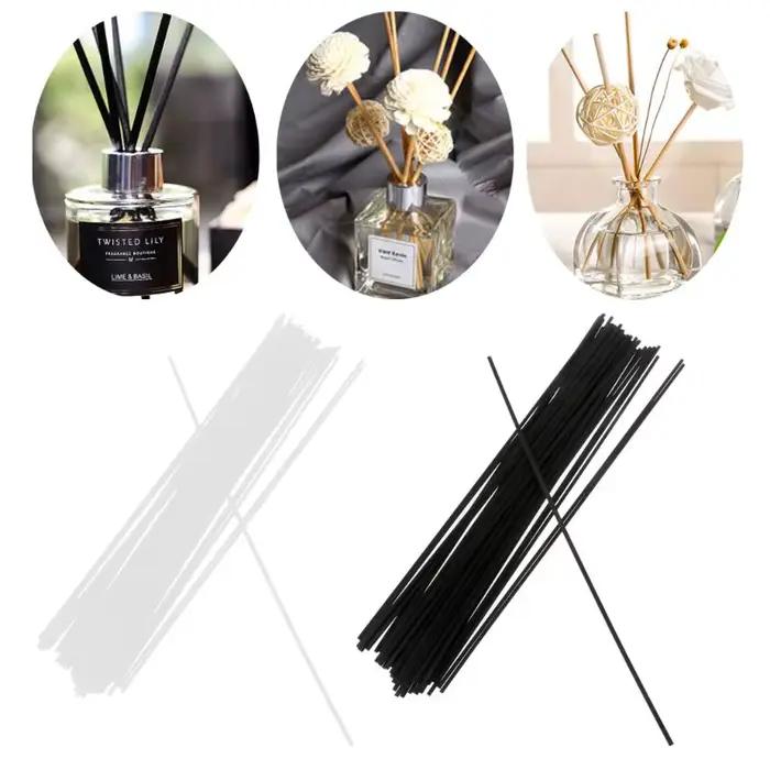 Bâtons de fibres noirs et blancs pour diffuseur aromathérapie de 30cm x 3mm pour décorer et purifier l'air de la maison occasions spéciales et quotidienne