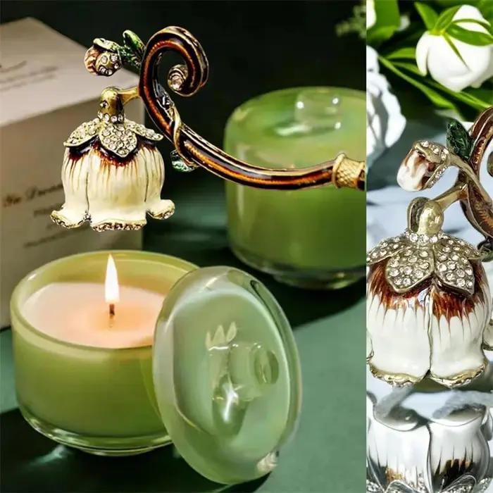 Éteignoir de bougie en métal avec long manche pour amateurs de bougies, décoration intérieure élégante, idéal pour fêtes et cadeaux