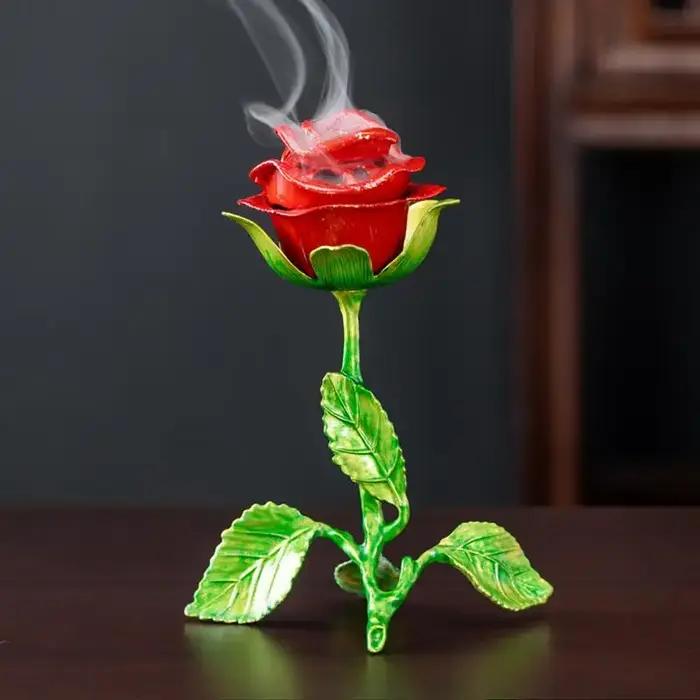 1 brûleur d'encens parfumé à la rose - Article décoratif Feng Shui