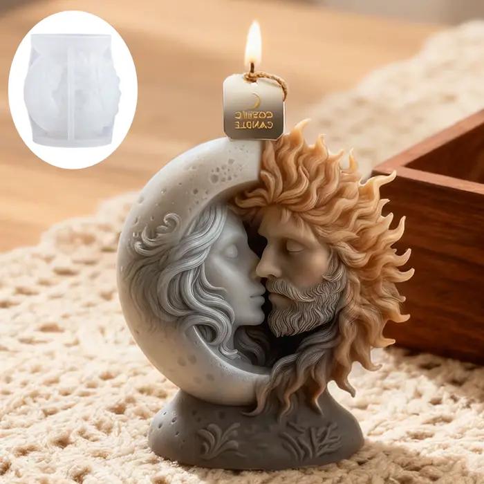 Le romantique moule à bougie enveloppant le soleil et la lune est exquisitement conçu et fait un choix élégant pour les