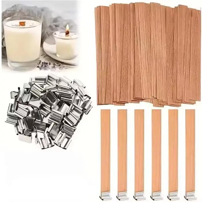 Mèches en bois de haute qualité pour bougies d'aromathérapie sans fumée pour la création artisanale et l'entretien facile à offrir pour diverses occasions