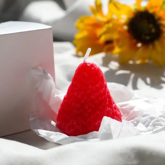 Bougies de fraises décoratives parfum fraise pour réceptions de mariage et fêtes d'anniversaire 5 pièces raisin et rouge pour la maison et le bureau