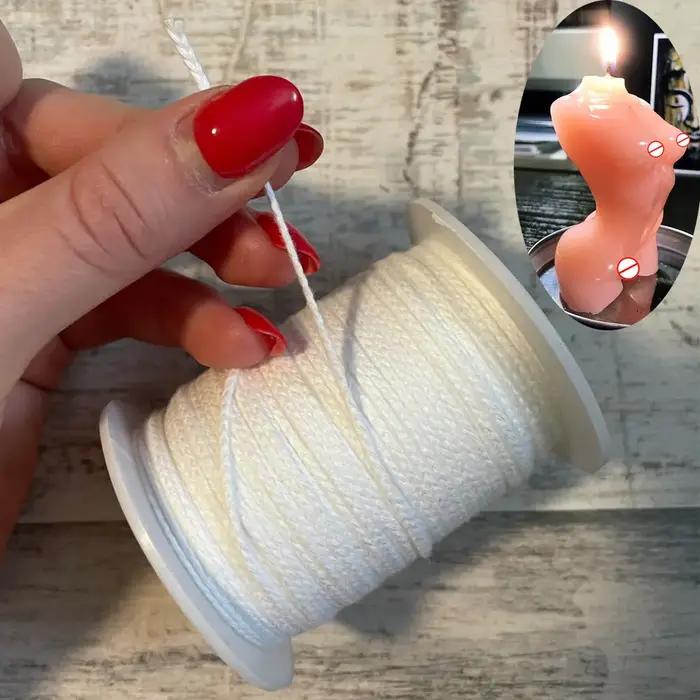 Mèche de bougie blanche en coton tissé, 61 mètres/rouleau, bobine, matériel de fabrication de bougie