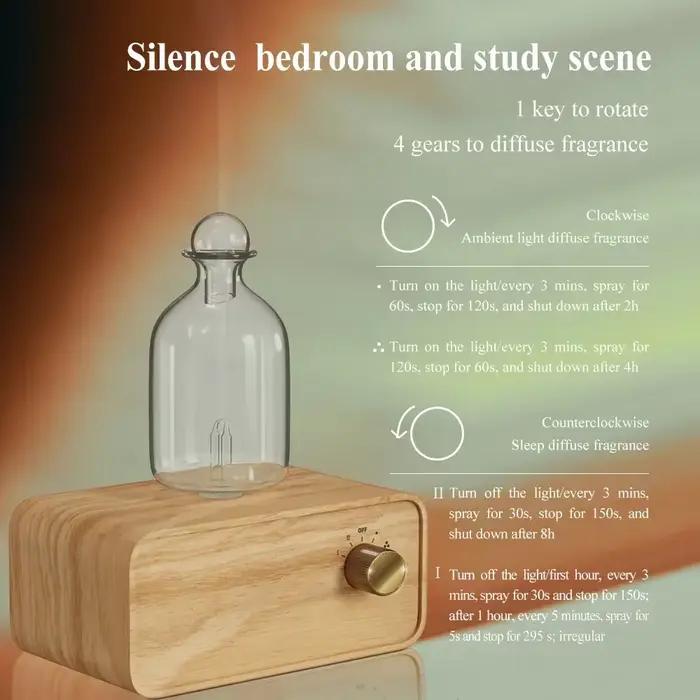 Diffuseur d'huiles essentielles rechargeable, diffuseur sans eau, nébulisation électrique, parfum pour la maison, le bureau, diffuseur d'arômes en bois et en verre