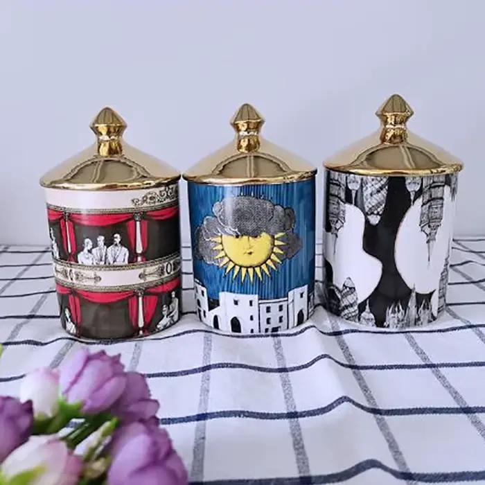 Pot de bougie parfumé en céramique avec couvercle