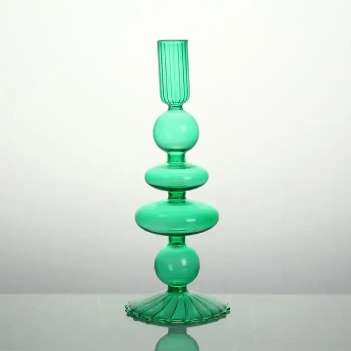 Bougeoir en verre décoratif moderne pour décoration de maison, vase à fleurs sèches, porte-chandelier, design élégant pour salon et salle à manger