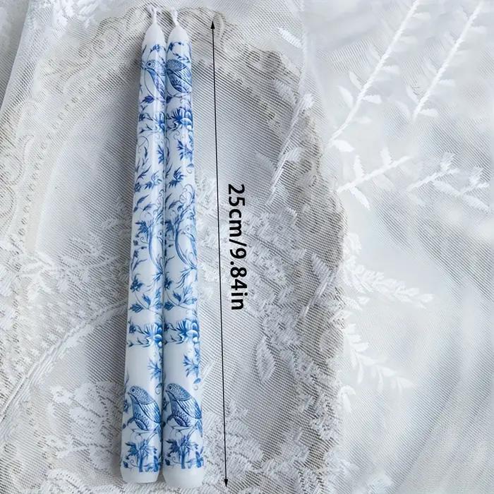 Bougies parfumées coniques bleues et blanches pour décoration d'intérieur dîner aux chandelles mariage anniversaire