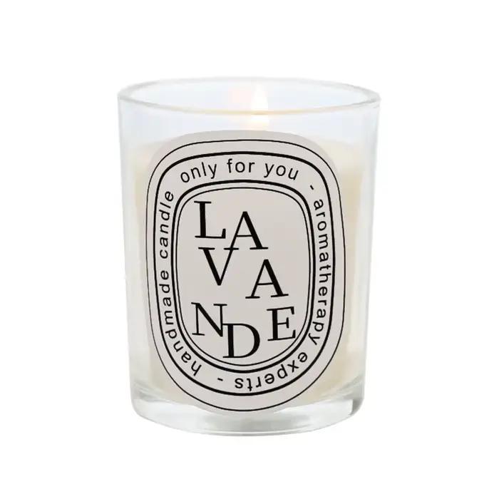 Bougie parfumée transparente en cire de soja et de noix de coco pour salon romantique et ambiance élégante à offrir pour diverses occasions