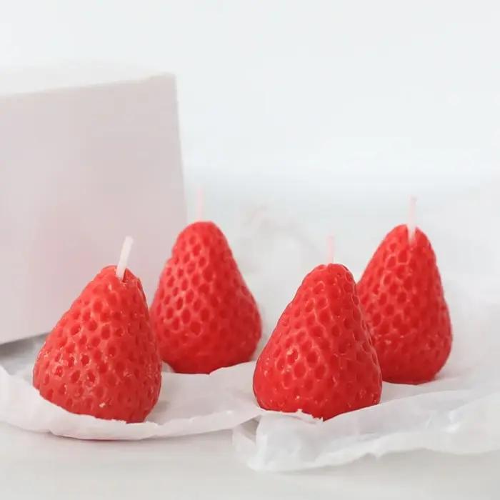 Bougies de fraises décoratives parfum fraise pour réceptions de mariage et fêtes d'anniversaire 5 pièces raisin et rouge pour la maison et le bureau
