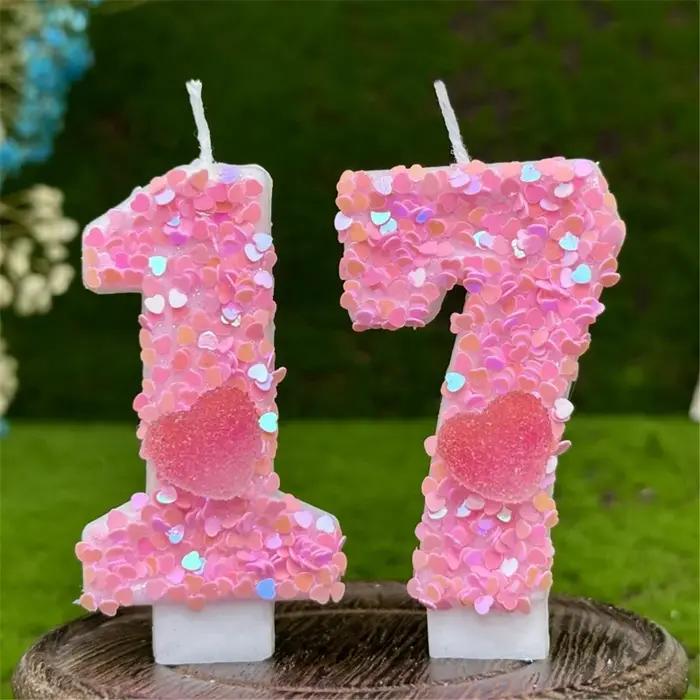 Bougies en forme de coeur rose pour enfants et adultes, ideales pour les anniversaires et autres fêtes joyeuses occassions speciales