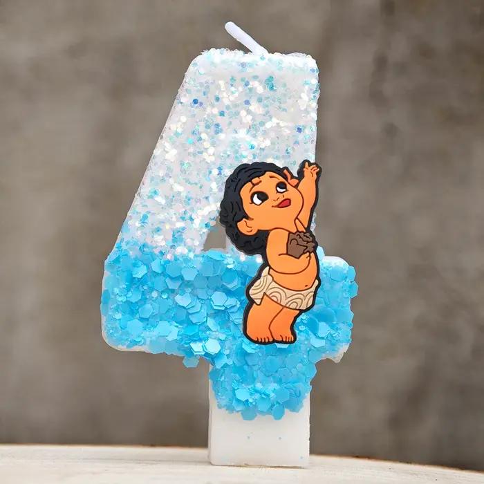 Bougie Moana dessin animé 0-9 chiffres fourniture de décoration de gâteau d'anniversaire pour enfants accessoire de fête Anime couleur argente bleu ciel beige bleu marine bleu profond bourgogne brun café chocolat clair gris foncé