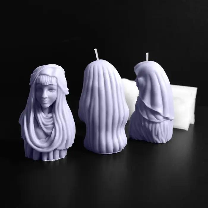 Moule nouveau décor à la maison déesse Portrait bougies moules bricolage vierge marie plâtre Figurine femme Statue