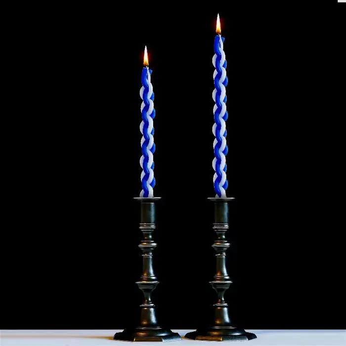1 paquet de bougies tressées blanches et bleues