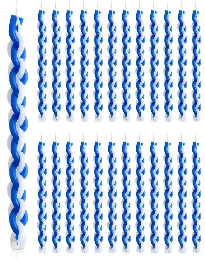 1 paquet de bougies tressées blanches et bleues