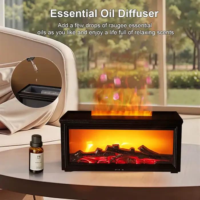 Humidificateur d'air aromatique, diffuseur d'huile essentielle de cheminée à flamme, machine à brume fraîche USB de bureau, diffuseur d'arôme ultrasonique avec télécommande