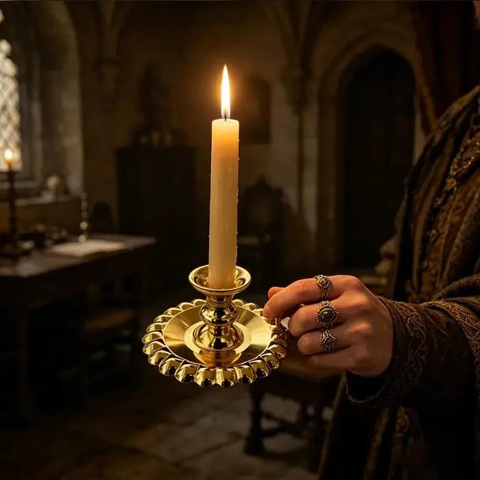 Support de bougie orthodoxe plaqué or fait main avec poignée pour la liturgie religieuse autel domestique dévotion personnelle cadeau chrétien occasions spéciales
