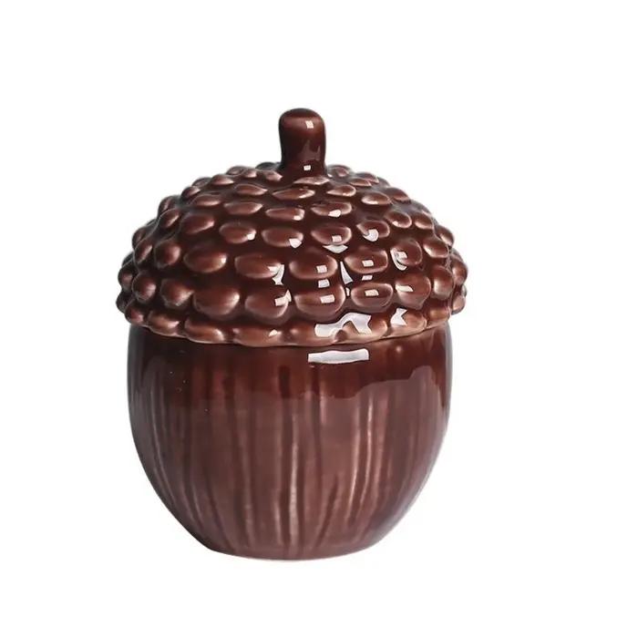 Pot à bougie multifonctionnel en céramique avec couvercle