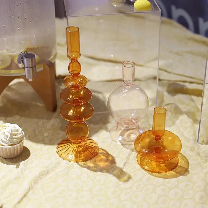 Bougeoirs en Verre de Style Nordique, Vase de Décoration pour Centre de Table