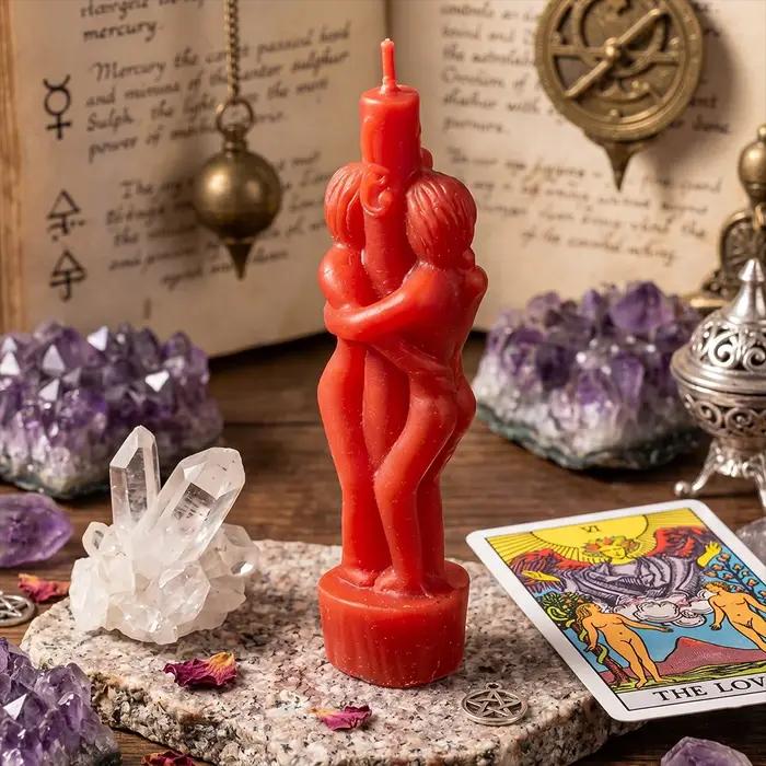 Bougie Rituel Ésotérique Spirituel pour Couple Amoureux Aromathérapie Cire de Soja Forme Pierre Rouge ou Jaune Clair Occasions Spéciales Rituels ésotériques
