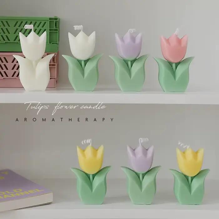 Bougie d'aromathérapie fleur de tulipe pour filles
