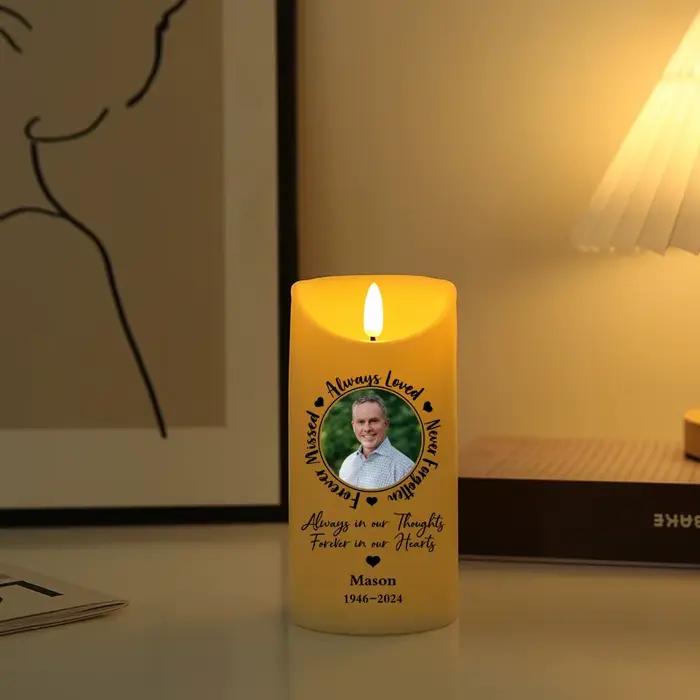 Bougie LED avec photo personnalisée commémorative de 6 pouces