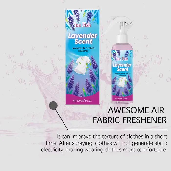 Spray rafraîchissant pour tissus, éliminateur d'odeurs, parfum de lavande, formule antistatique pour vêtements et linge de nuit, doux sur tissus, 120ml
